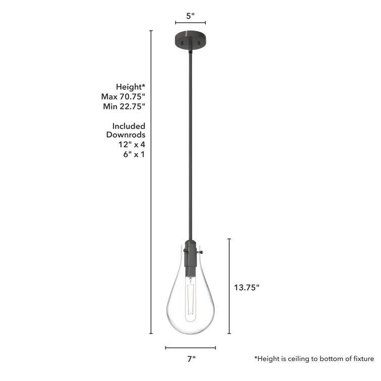 Hunter Fan Lundin 1 - Light Single Tear Drop Pendant