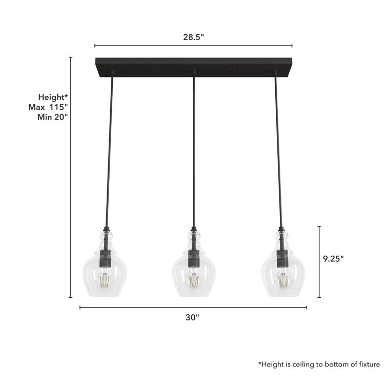Hunter Fan Maple Park 3 Light Linear Bell Pendant