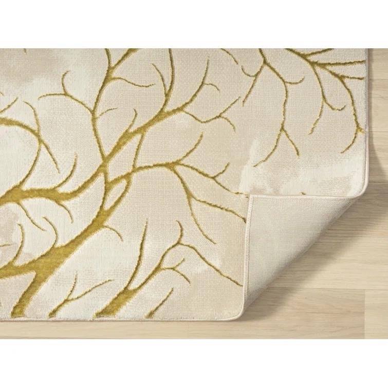 Ksamil Abstract Area Rug In Beige/Gold