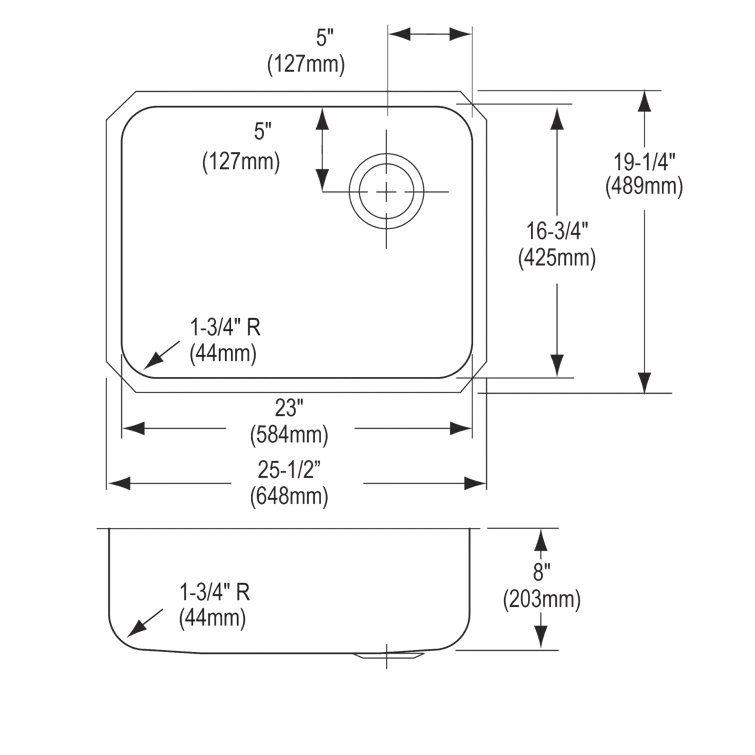 Lustertone 25.5" L x 19.25" W Undermount Kitchen Sink