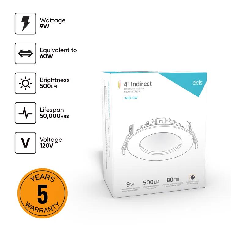 Camdyn 4'' Dimmable Air-Tight IC Rated LED Canless Recessed Lighting Kit