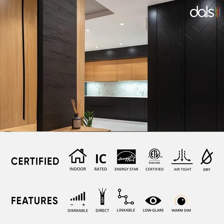 Zayd 6'' Dimmable Air-Tight IC Rated LED Canless Recessed Lighting Kit