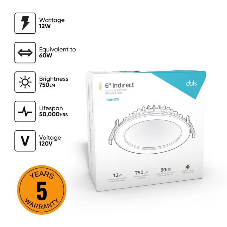Zayd 6'' Dimmable Air-Tight IC Rated LED Canless Recessed Lighting Kit