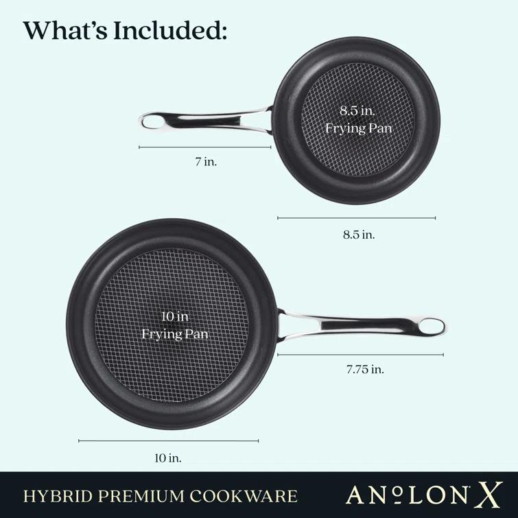 Anolon Anolon X Hybrid Nonstick Induction Frying Pans / Skillet Set - 8.25 Inch and 10 Inch