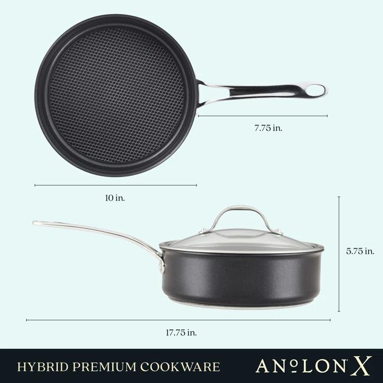 Anolon X Hybrid Cookware Nonstick Sauté Pan With Lid, 3.5-Quart