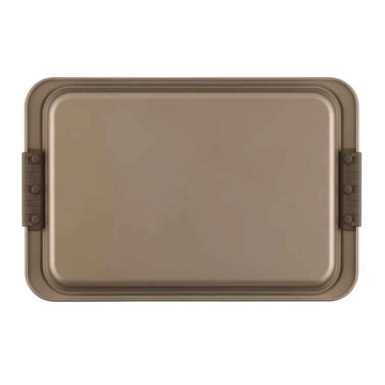 Anolon Advanced Bakeware Nonstick Cookie Sheet Pans / Baking Set, 2-Piece, Bronze with Silicone Grips