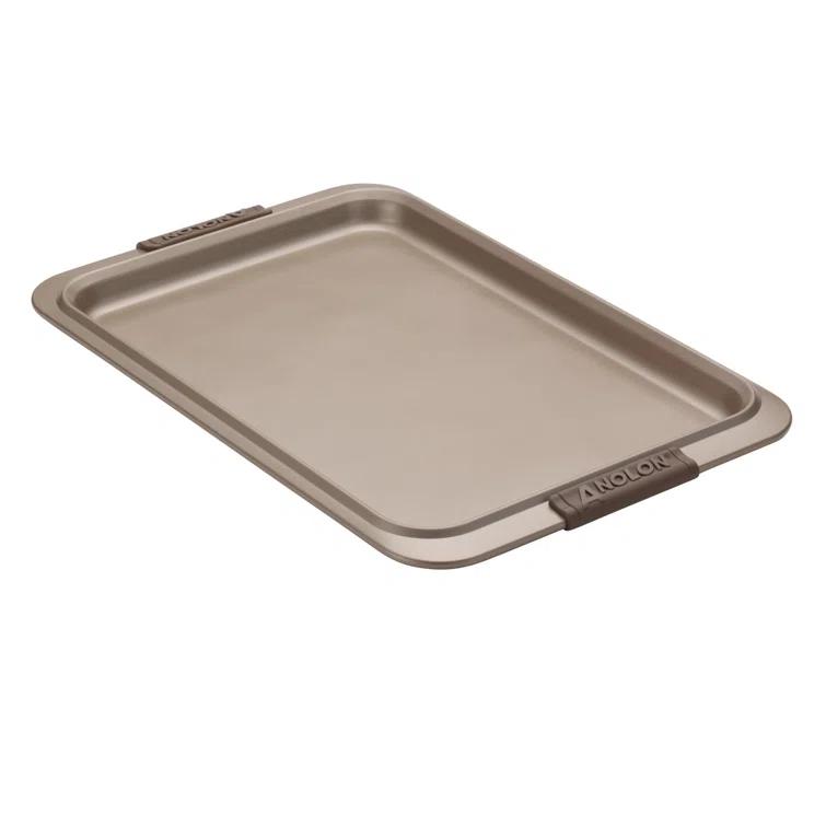Anolon Advanced Bakeware Nonstick Cookie Sheet Pans / Baking Set, 2-Piece, Bronze with Silicone Grips
