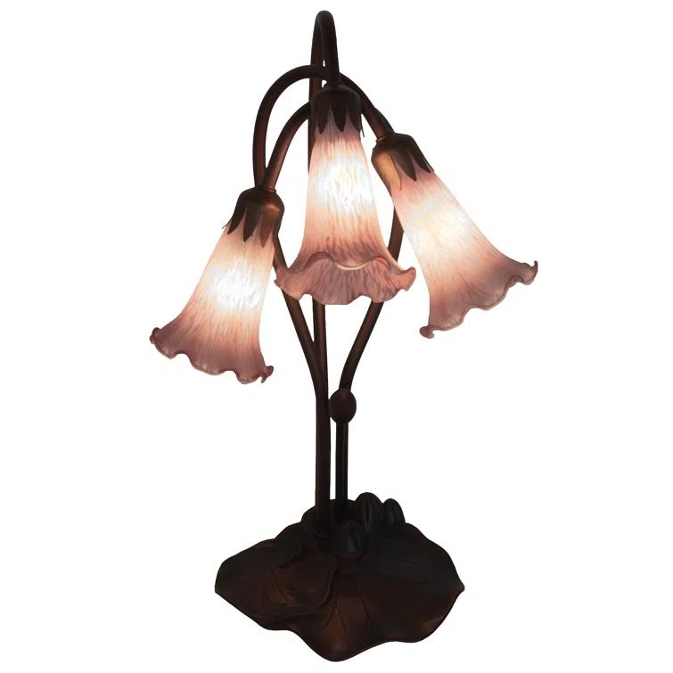 16"H Lavender Pond Lily 3 Lt Accent Lamp