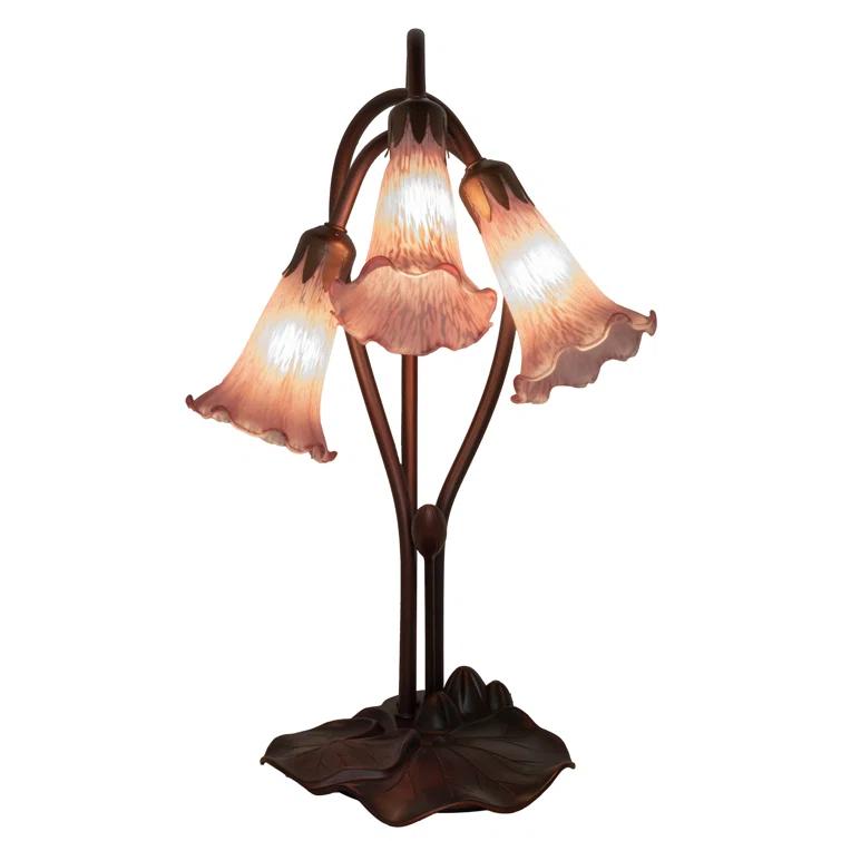 16"H Lavender Pond Lily 3 Lt Accent Lamp