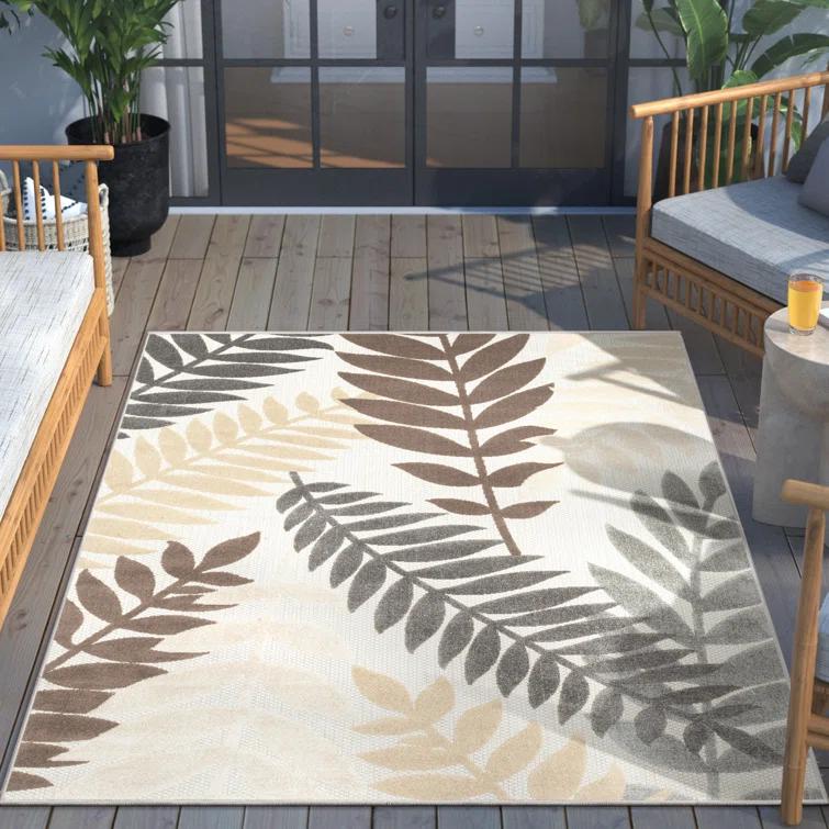 Dorado Mariah Modern Indoor / Outdoor Floral Ivory Hi-Lo Area Rug