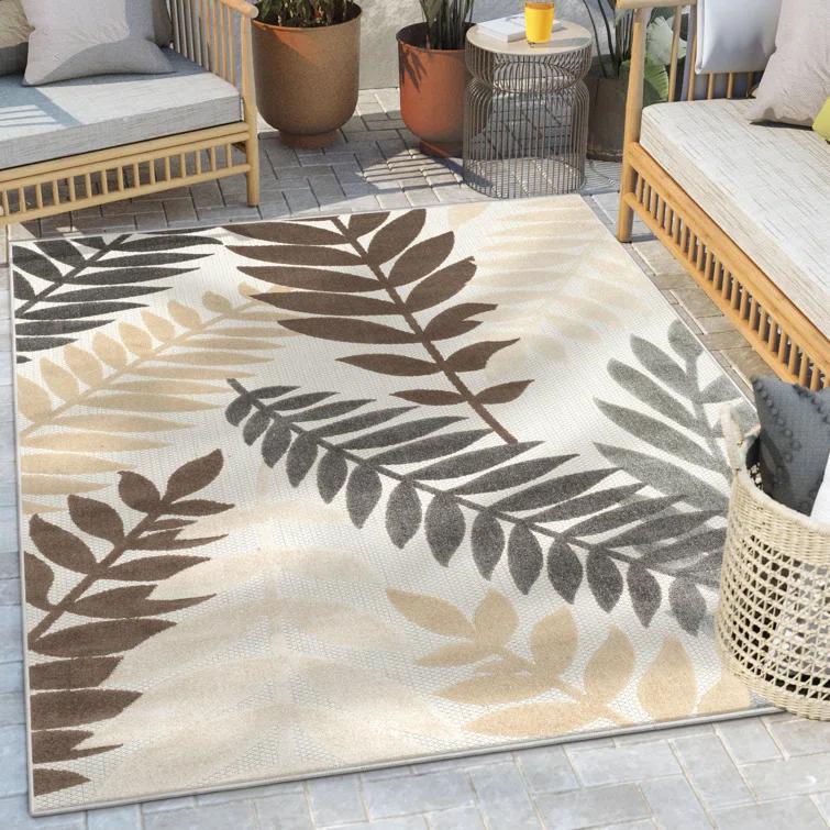 Dorado Mariah Modern Indoor / Outdoor Floral Ivory Hi-Lo Area Rug