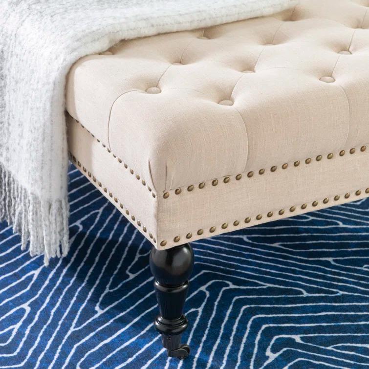Kelly Clarkson Home Landis 35" Nailhead Trim Tufted Upholstered Ottoman