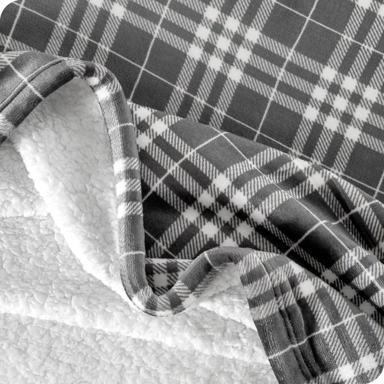 Bare Home Bare Home Printed Sherpa Fleece Blanket - Warm & Lightweight - Soft Plush Blanket - Reversible