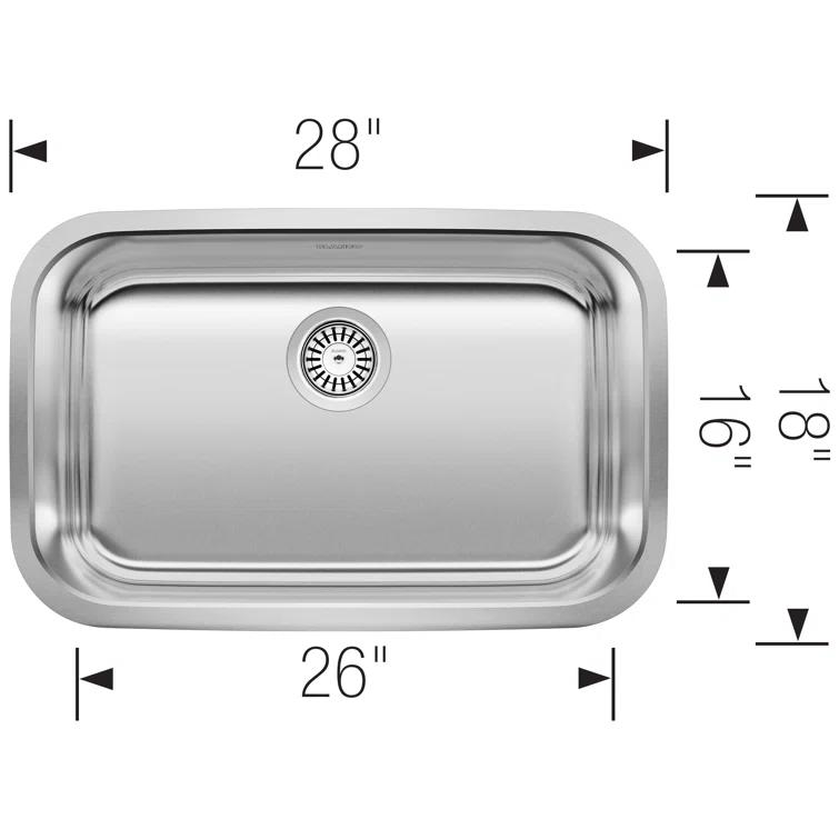 Stellar 28" L x 18'' W Single Bowl Stainless Steel Undermount Kitchen Sink