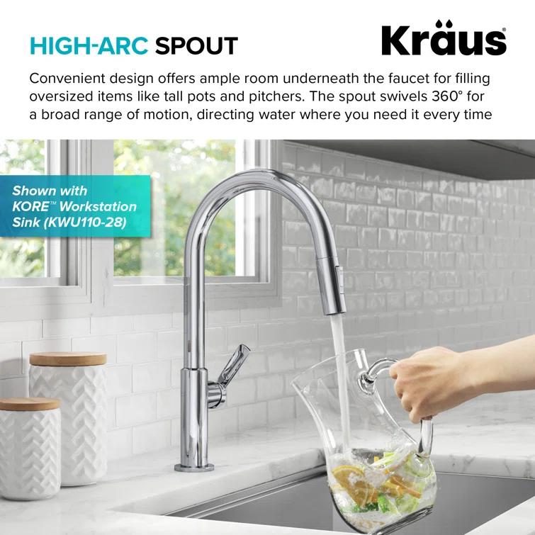 KRAUS Oletto Single Handle Pull Down Kitchen Faucet