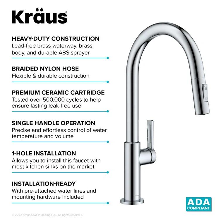 KRAUS Oletto Single Handle Pull Down Kitchen Faucet