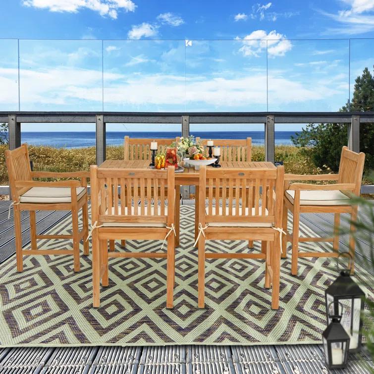 6 - Person Rectangular Outdoor Dining Set with Cushions