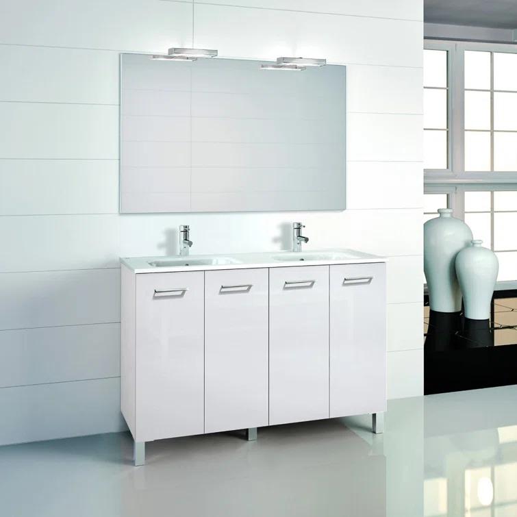WS Bath Collections Logic 47.3'' Double Bathroom Vanity with Ceramic Top with Mirror