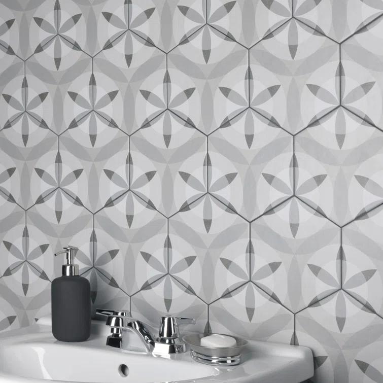 Hexatile 7"x 8" Porcelain Moroccan Wall & Floor Tile