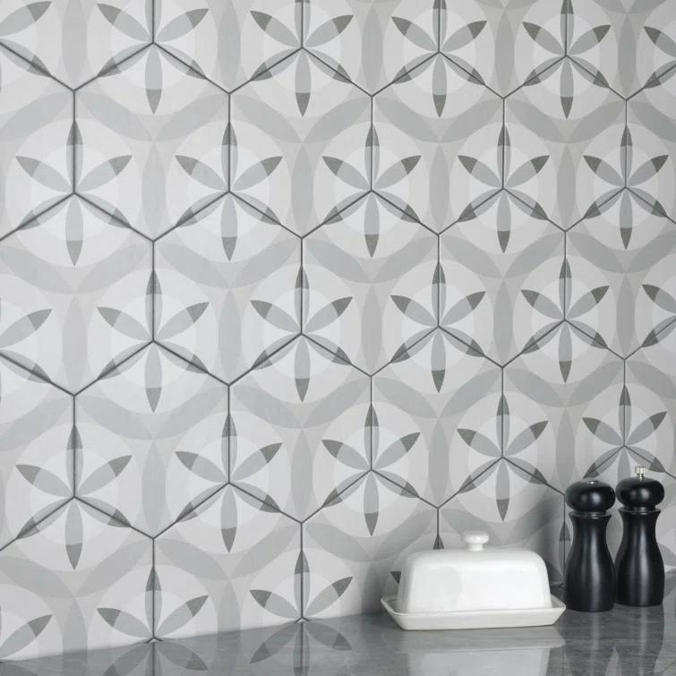 Hexatile 7"x 8" Porcelain Moroccan Wall & Floor Tile