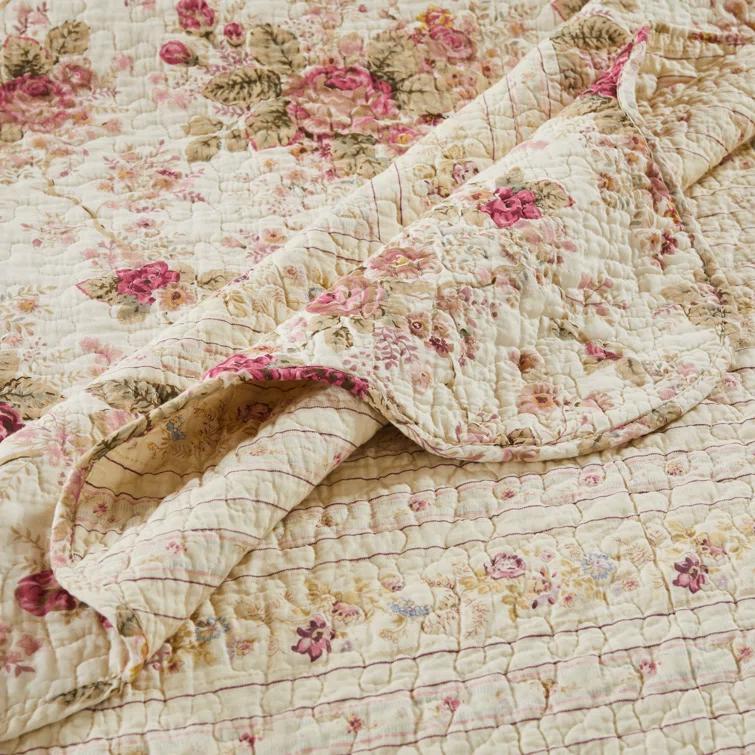 Antique Rose Cotton Reversible Quilt Set