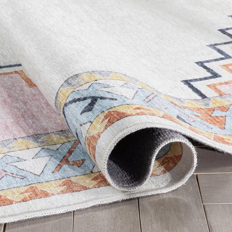 Well Woven Kids Rugs Ethnic Soft Medallion Modern Pink Beige Area Rug