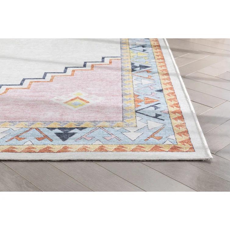 Well Woven Kids Rugs Ethnic Soft Medallion Modern Pink Beige Area Rug