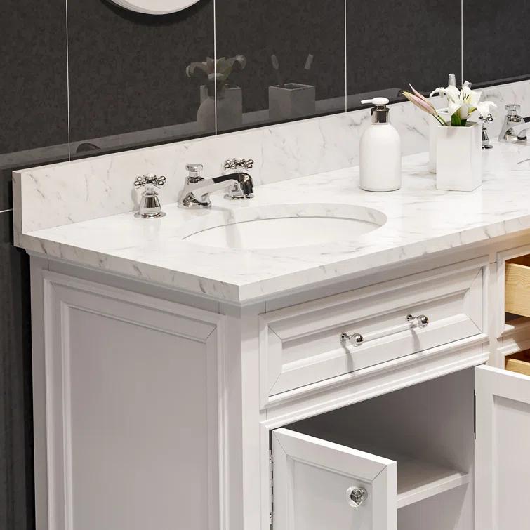 Water Creation Derby 60" Wood Double Bathroom Vanity in Pure White & Chrome
