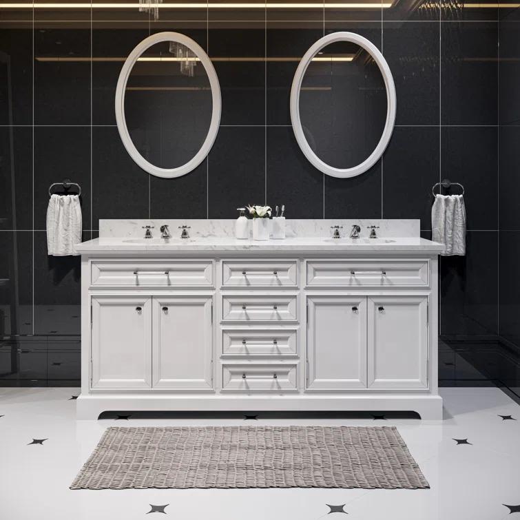 Water Creation Derby 60" Wood Double Bathroom Vanity in Pure White & Chrome