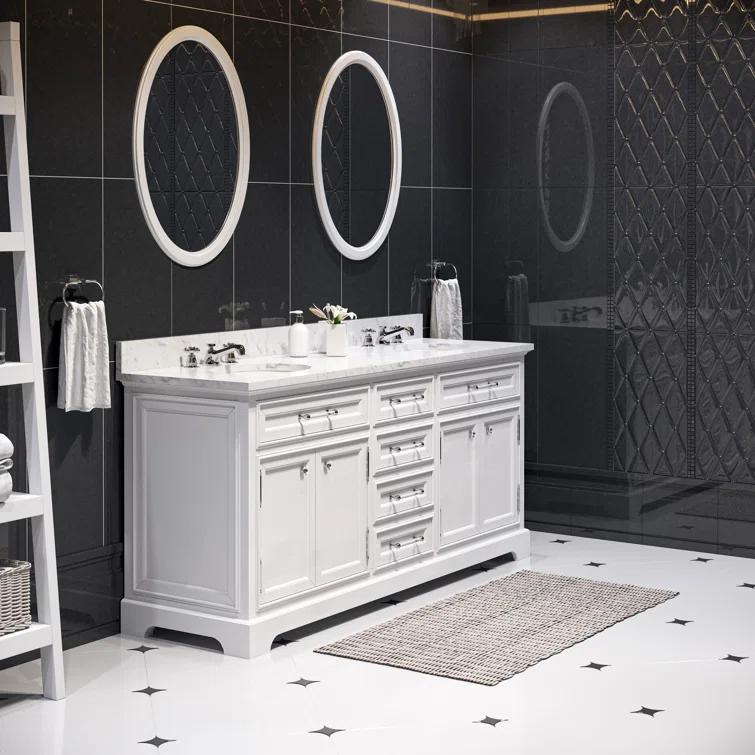 Water Creation Derby 60" Wood Double Bathroom Vanity in Pure White & Chrome