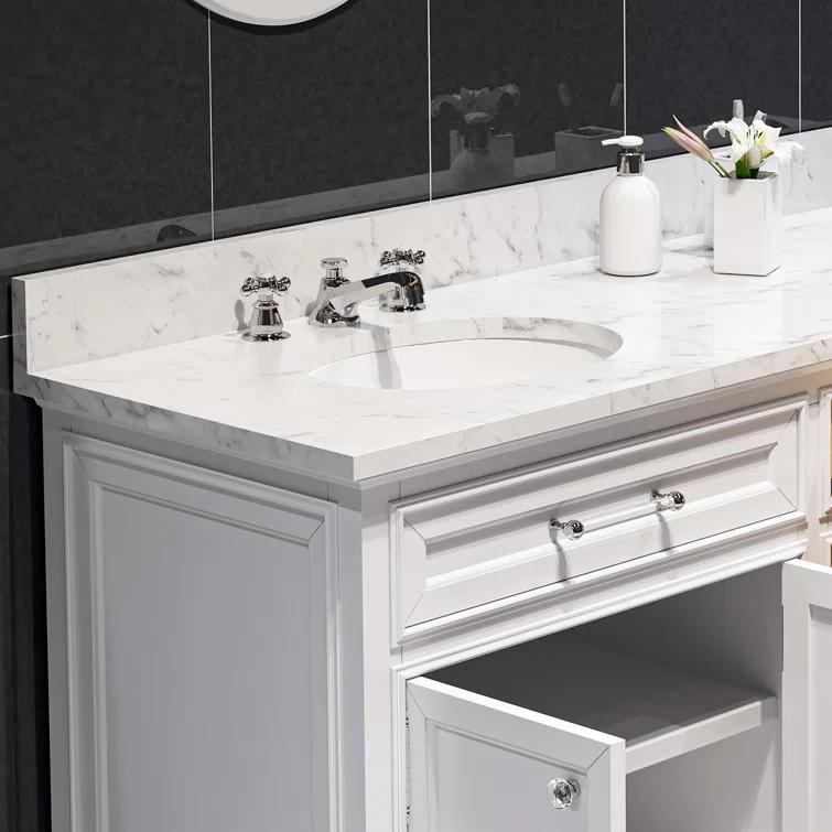 Water Creation Derby 60" Wood Double Bathroom Vanity in Pure White & Chrome
