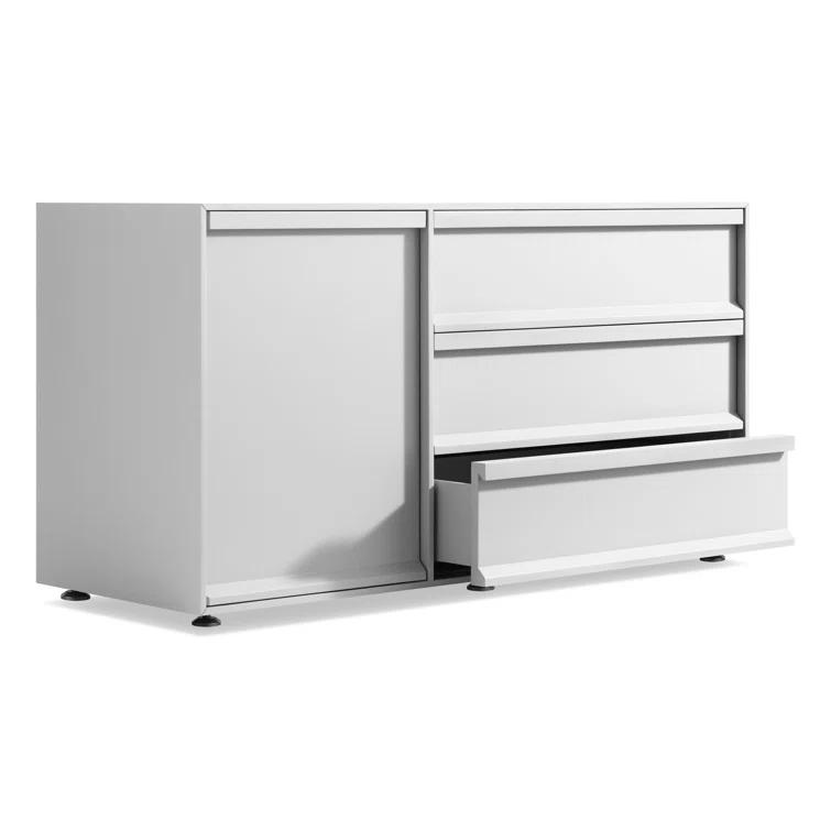 Superchoice White 1 Door/3 Drawer Modern Credenza