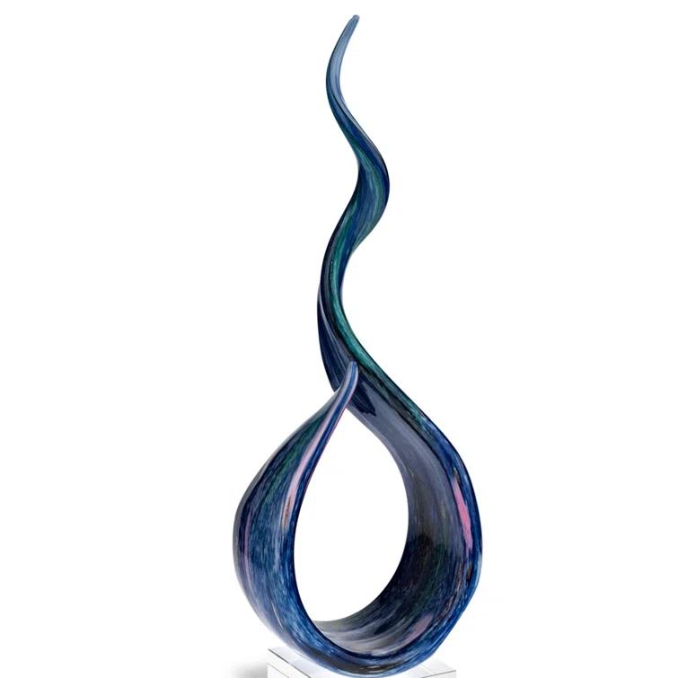 18" Tall Abstract Murano-Style Mouth-Blown Glass Sculpture