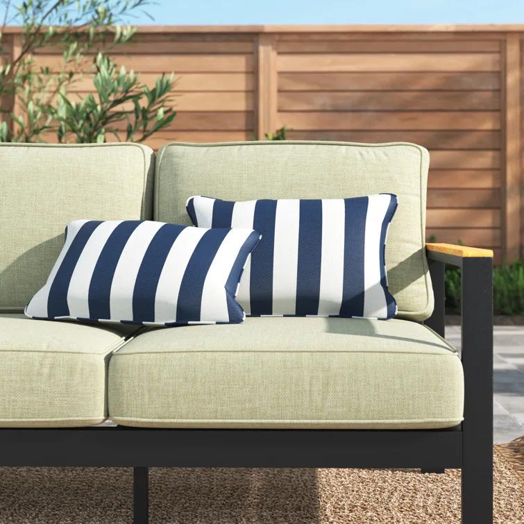 Warrick Striped Indoor/Outdoor Lumbar Throw Pillow (Set of 2)