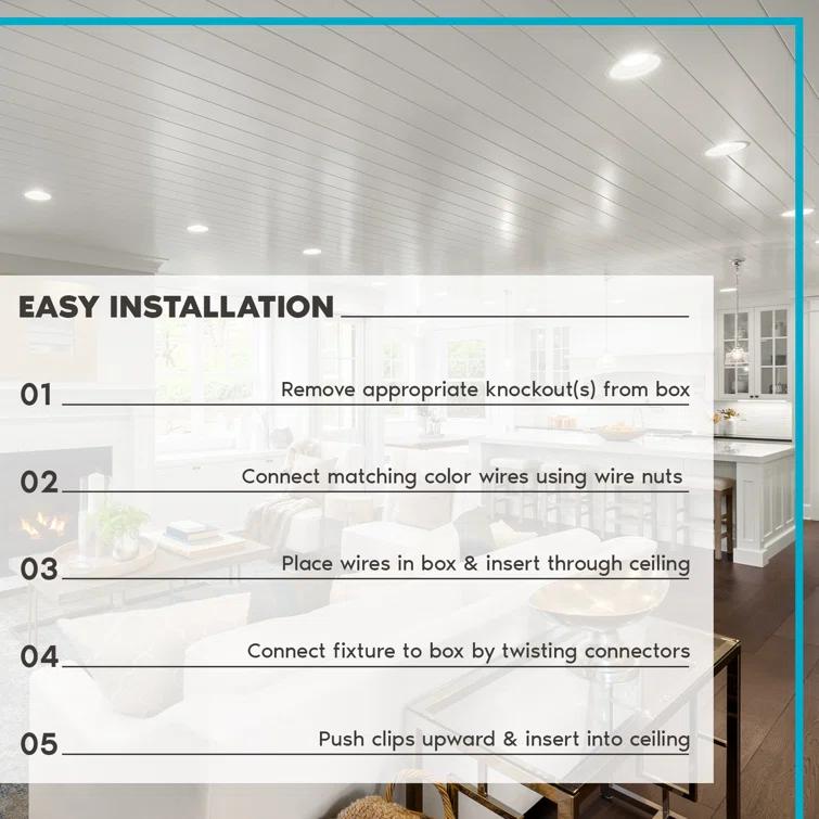 4" Regressed Selectable CCT New Construction LED Canless Recessed Lighting Kit