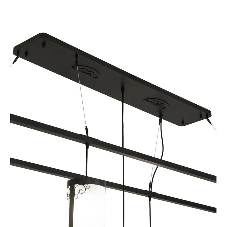 Black Wrought Iron 5-Light Chandelier with Acrylic Shades