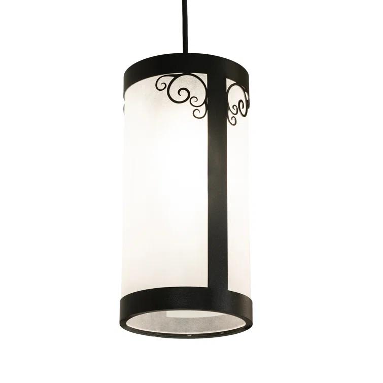 Black Wrought Iron 5-Light Chandelier with Acrylic Shades