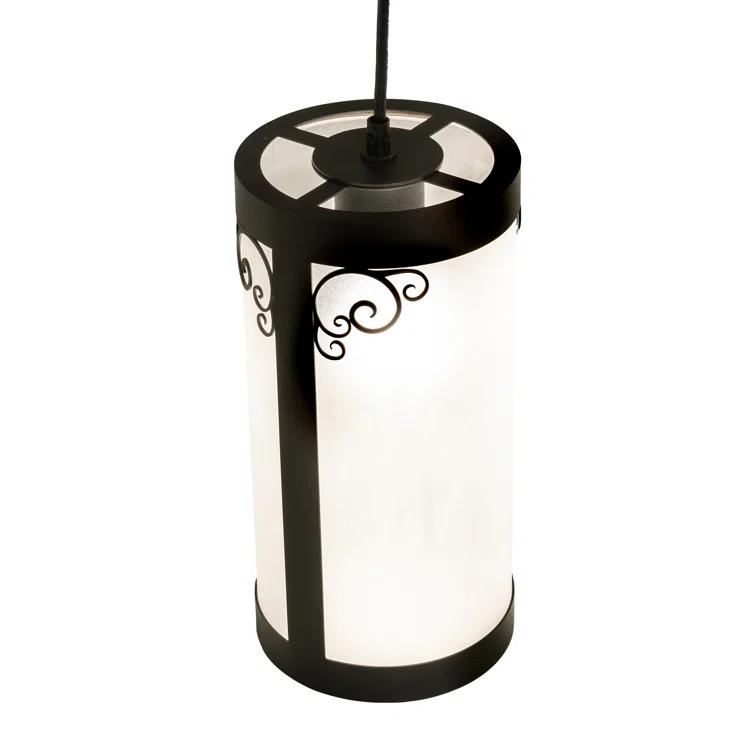 Black Wrought Iron 5-Light Chandelier with Acrylic Shades