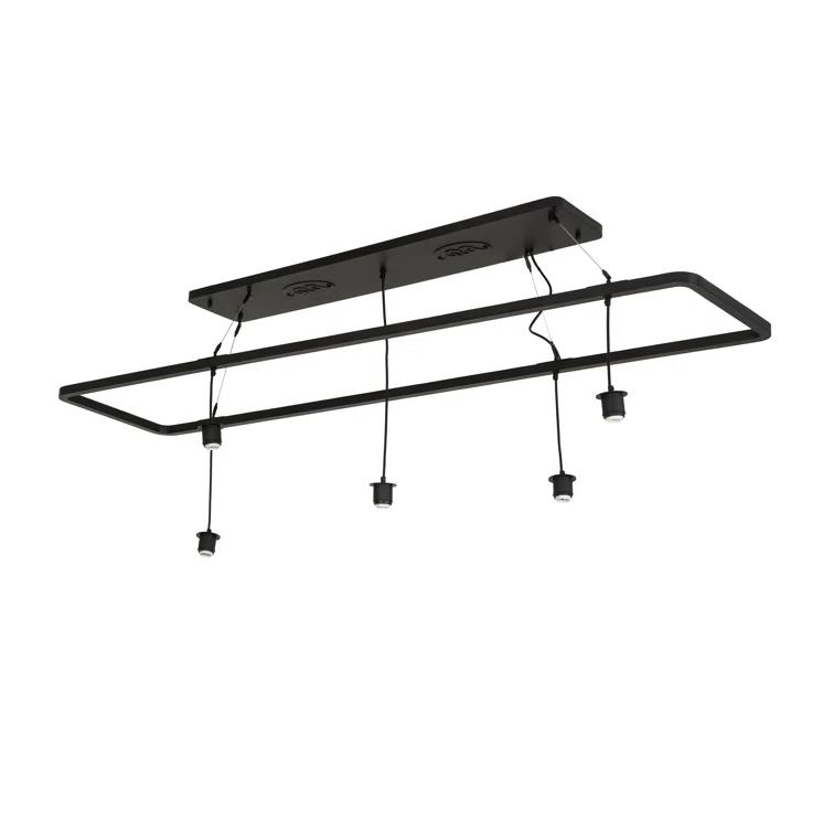Black Wrought Iron 5-Light Chandelier with Acrylic Shades