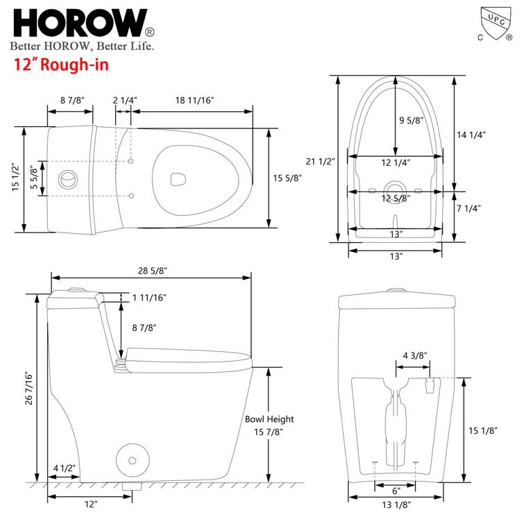 Greta Tornado Powerful Flush One-Piece Toilet, 1.28 GPF Elongated Floor Mounted