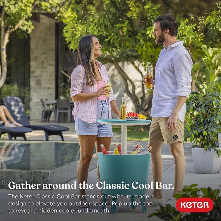 Keter 32 Qt. Cool Bar Cooler Outdoor Weather Resistant Patio Furniture 2 in 1 Pop Up Cocktail Side Table and Beverage Cooler Combo & Reviews | Wayfair