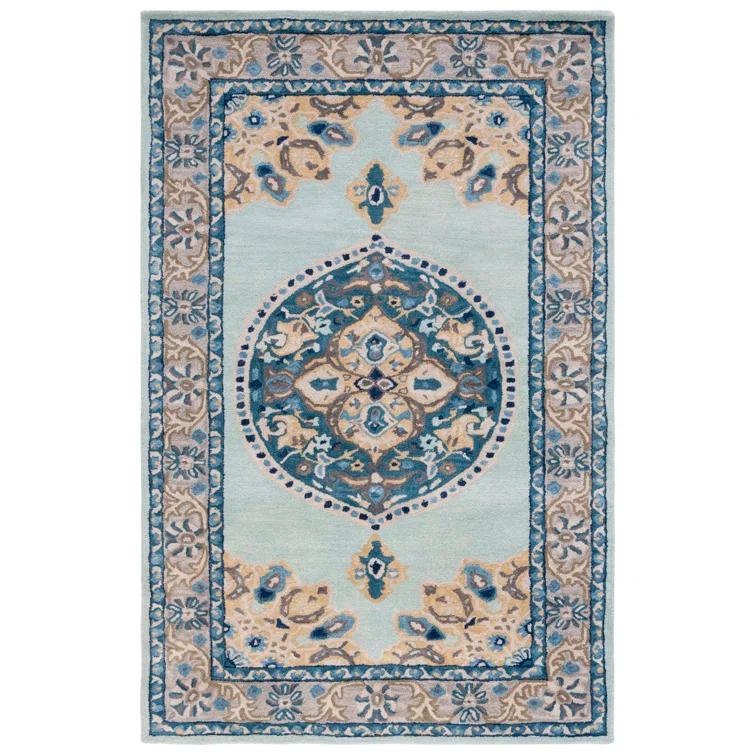 Antiquity AT66 Hand Tufted Indoor Area Rug - Turquoise/Silver - 6'x9' - Safavieh