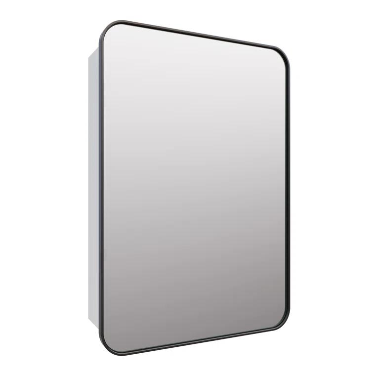 Stainless Steel Recessed Framed Single Door Medicine Cabinet with Adjustable Shelves