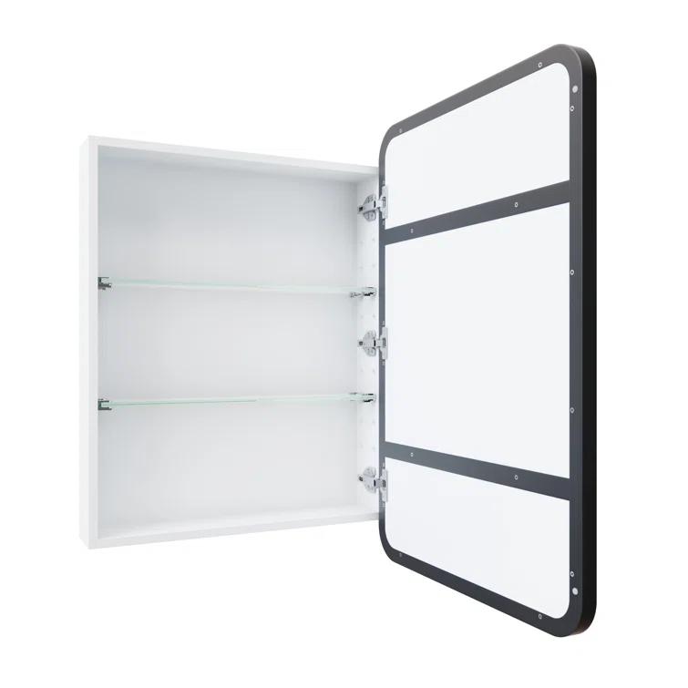 Stainless Steel Recessed Framed Single Door Medicine Cabinet with Adjustable Shelves