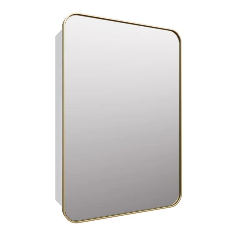 Stainless Steel Recessed Framed Single Door Medicine Cabinet with Adjustable Shelves