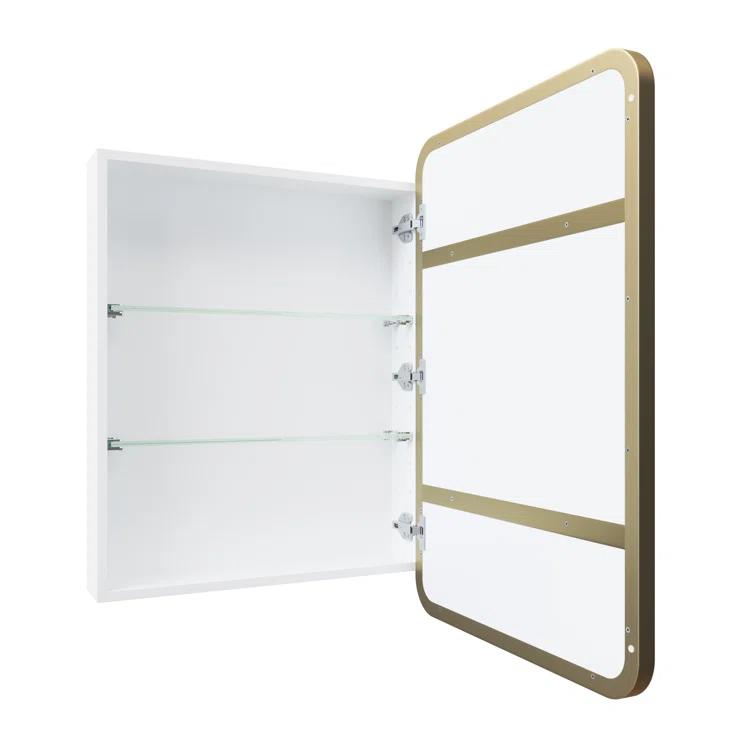 Stainless Steel Recessed Framed Single Door Medicine Cabinet with Adjustable Shelves