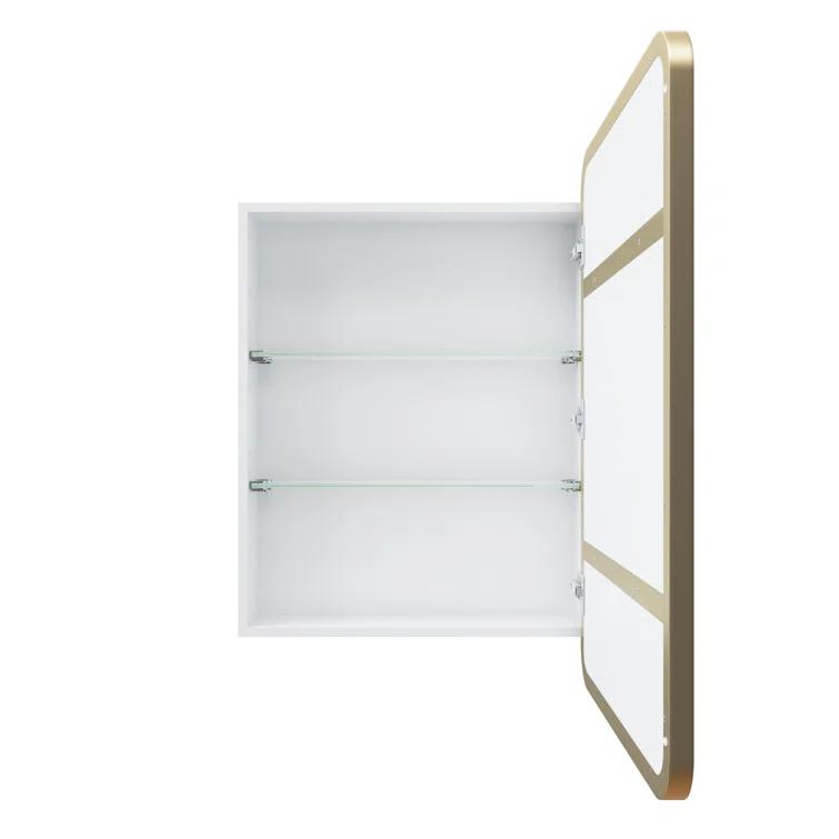 Stainless Steel Recessed Framed Single Door Medicine Cabinet with Adjustable Shelves