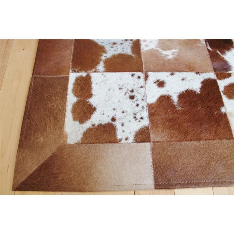 Madisons Inc Patchwork Handmade Cowhide Natural Brown Area Rug