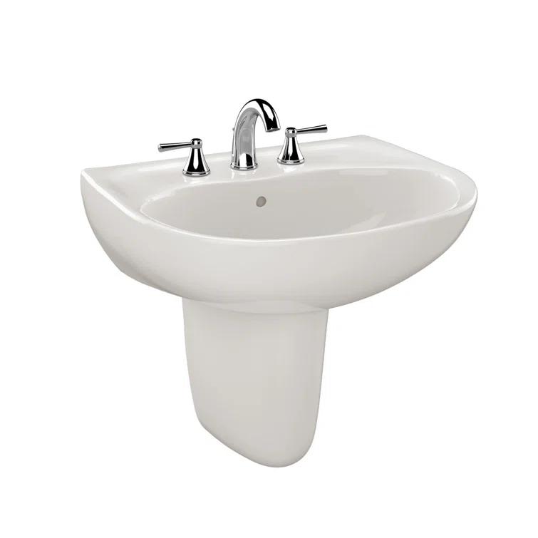 Supreme® Vitreous China U-Shaped Wall Mount Bathroom Sink with Overflow