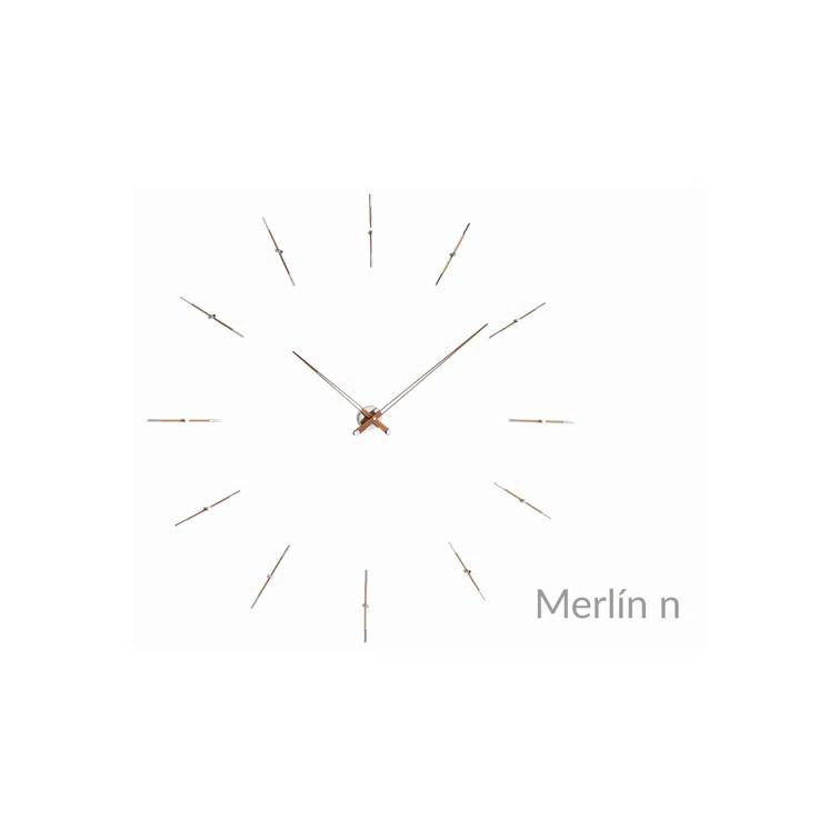 Large Chrome and Walnut Minimalist Wall Clock with German Mechanism